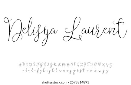 Hand drawn calligraphic vector monoline font. Distress signature letters. Modern script calligraphy type. ABC 