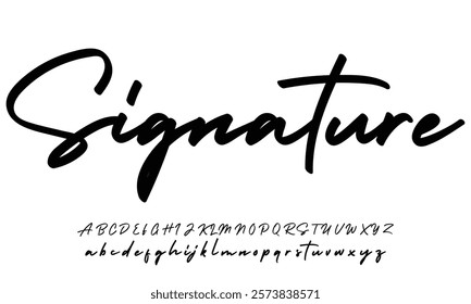 Hand drawn calligraphic vector monoline font. Distress signature letters. Modern script calligraphy type. ABC typography latin 