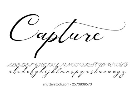 Hand drawn calligraphic vector monoline font. Distress signature letters. Modern script calligraphy type. ABC typography latin 