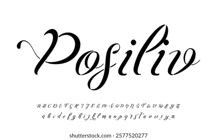 Hand drawn calligraphic vector monoline font. Distress signature letters. Modern script calligraphy type. ABC typography latin signature alphabet.