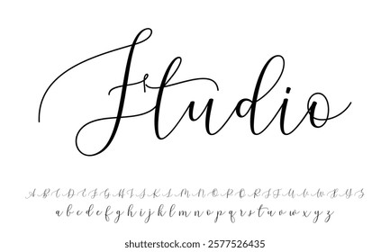 Hand drawn calligraphic vector monoline font. Distress signature letters. Modern script calligraphy type. ABC typography latin signature alphabet.