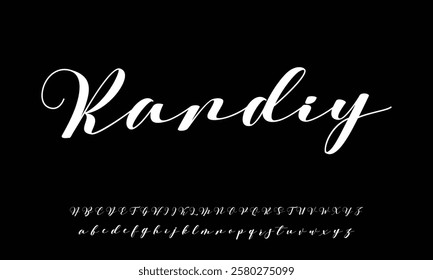 Hand drawn calligraphic vector monoline font. Distress signature letters. Modern script calligraphy type. ABC typography latin signature alphabet.