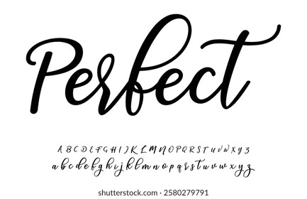 Hand drawn calligraphic vector monoline font. Distress signature letters. Modern script calligraphy type. ABC 