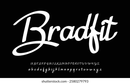 Hand drawn calligraphic vector monoline font. Distress signature letters. Modern script calligraphy type. ABC 