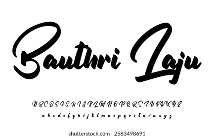 Hand drawn calligraphic vector monoline font. Distress signature letters. Modern script calligraphy type. ABC typography latin signature alphabet.