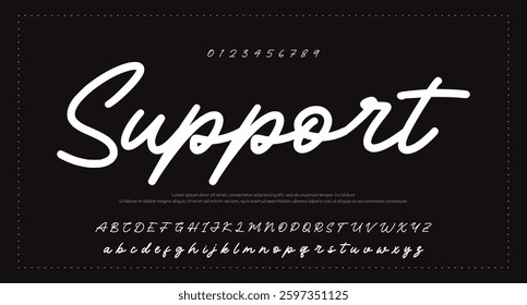 Hand drawn calligraphic vector monoline font. Distress signature letters. Modern script calligraphy type. ABC typography latin signature alphabet.
