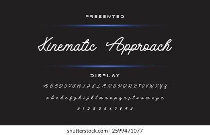 Hand drawn calligraphic vector monoline font. Distress signature letters. Modern script calligraphy type. ABC typography latin signature alphabet.