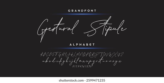 Hand drawn calligraphic vector monoline font. Distress signature letters. Modern script calligraphy type. ABC typography latin signature alphabet.