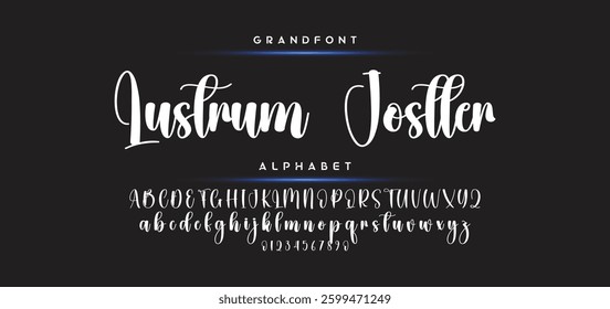Hand drawn calligraphic vector monoline font. Distress signature letters. Modern script calligraphy type. ABC typography latin signature alphabet.