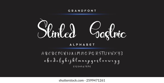 Hand drawn calligraphic vector monoline font. Distress signature letters. Modern script calligraphy type. ABC typography latin signature alphabet.