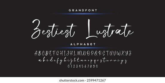Hand drawn calligraphic vector monoline font. Distress signature letters. Modern script calligraphy type. ABC typography latin signature alphabet.