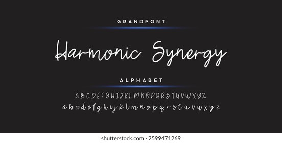 Hand drawn calligraphic vector monoline font. Distress signature letters. Modern script calligraphy type. ABC typography latin signature alphabet.