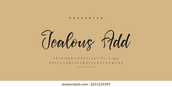 Hand drawn calligraphic vector monoline font. Distress signature letters. Modern script calligraphy type. ABC typography latin signature alphabet.