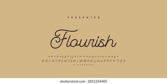 Hand drawn calligraphic vector monoline font. Distress signature letters. Modern script calligraphy type. ABC typography latin signature alphabet.