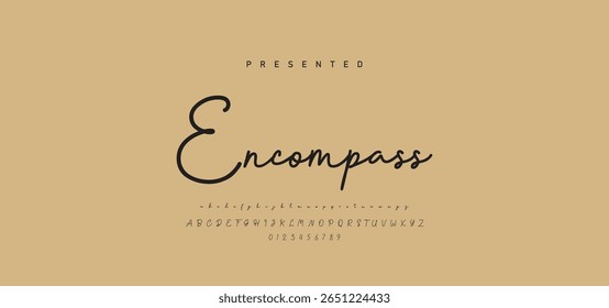 Hand drawn calligraphic vector monoline font. Distress signature letters. Modern script calligraphy type. ABC typography latin signature alphabet.