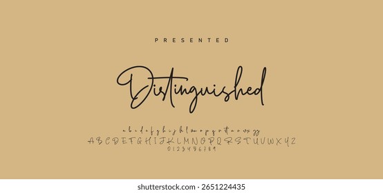 Handgezeichnete kalligraphische Vektorgrafik Monoline Schriftart. Unterschriftsbriefe für Notfälle. Moderne Schrift Kalligraphie Typ. Alphabet der lateinischen ABC-Schriftart.