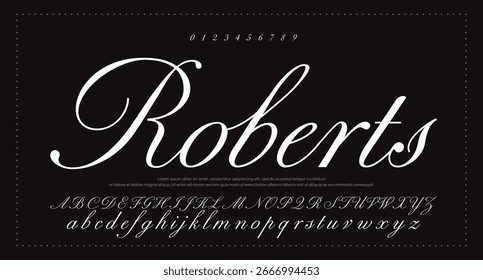 Hand drawn calligraphic vector monoline font. Distress signature letters. Modern script calligraphy type. ABC typography latin signature alphabet.