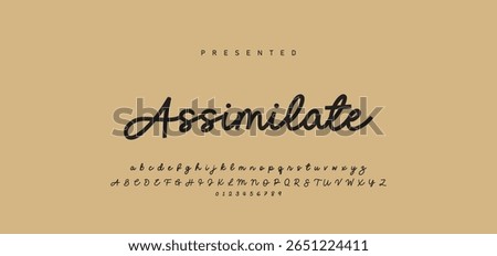 Hand drawn calligraphic vector monoline font. Distress signature letters. Modern script calligraphy type. ABC typography latin signature alphabet.