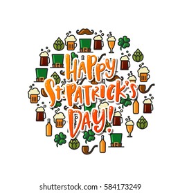 Hand drawn calligraphy Happy St. Patrick's Day poster