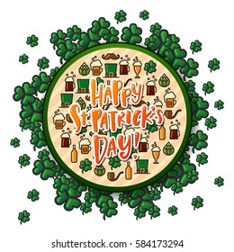 Hand drawn calligraphy Happy St. Patrick's Day poster