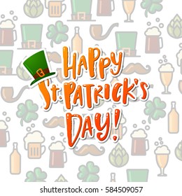 Hand drawn calligraphy Happy St. Patrick's Day poster
