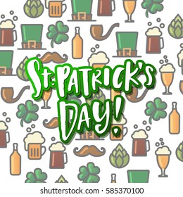 Hand drawn calligraphy Happy St. Patrick's Day poster