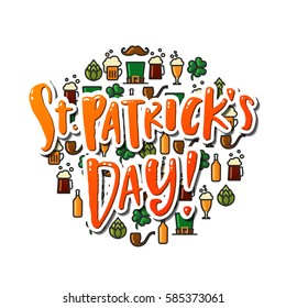 Hand drawn calligraphy Happy St. Patrick's Day poster
