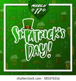 Hand drawn calligraphy Happy St. Patrick's Day poster