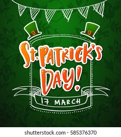 Hand drawn calligraphy Happy St. Patrick's Day poster