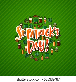 Hand drawn calligraphy Happy St. Patrick's Day poster 