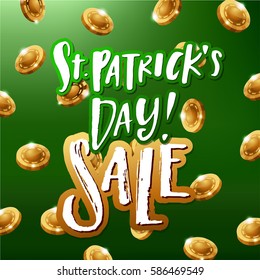 Hand drawn calligraphy Happy St. Patrick's Day SALE poster