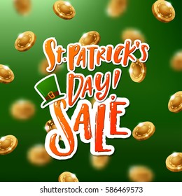 Hand drawn calligraphy Happy St. Patrick's Day SALE poster