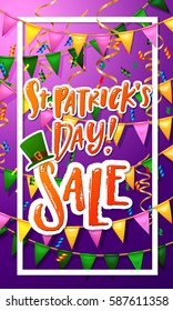 Hand drawn calligraphy Happy St. Patrick's Day SALE poster