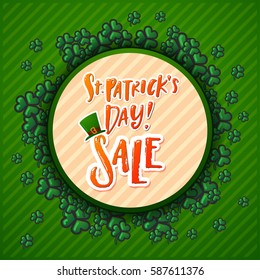 Hand drawn calligraphy Happy St. Patrick's Day SALE poster