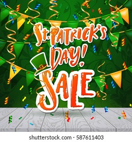 Hand drawn calligraphy Happy St. Patrick's Day SALE poster