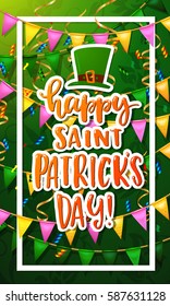 Hand drawn calligraphy Happy St. Patrick's Day poster  