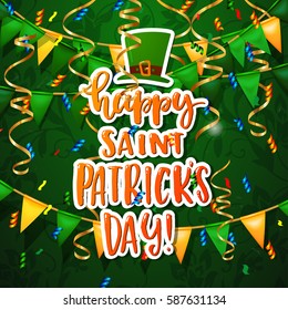 Hand drawn calligraphy Happy St. Patrick's Day poster  