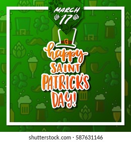 Hand drawn calligraphy Happy St. Patrick's Day poster  