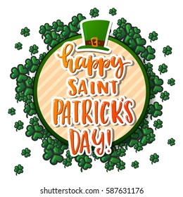 Hand drawn calligraphy Happy St. Patrick's Day poster  