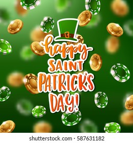 Hand drawn calligraphy Happy St. Patrick's Day poster  