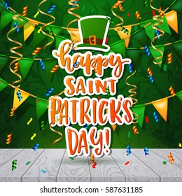 Hand drawn calligraphy Happy St. Patrick's Day poster  