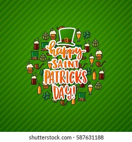 Hand drawn calligraphy Happy St. Patrick's Day poster  