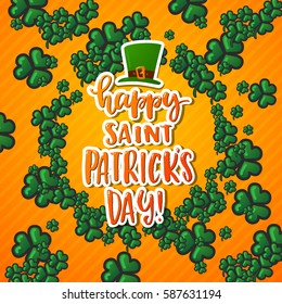 Hand drawn calligraphy Happy St. Patrick's Day poster  