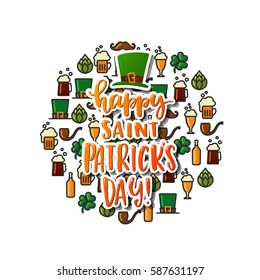 Hand drawn calligraphy Happy St. Patrick's Day poster  