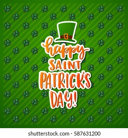 Hand drawn calligraphy Happy St. Patrick's Day poster  