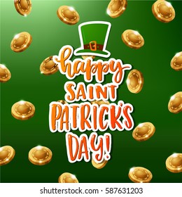 Hand drawn calligraphy Happy St. Patrick's Day poster  