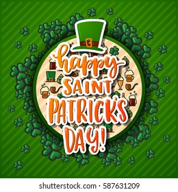 Hand drawn calligraphy Happy St. Patrick's Day poster  