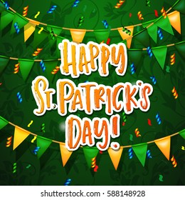 Hand drawn calligraphy Happy St. Patrick's Day poster  