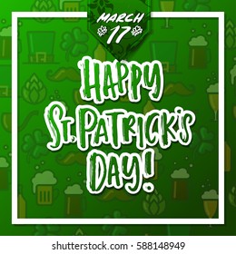 Hand drawn calligraphy Happy St. Patrick's Day poster  