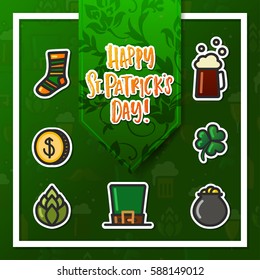 Hand drawn calligraphy Happy St. Patrick's Day poster  